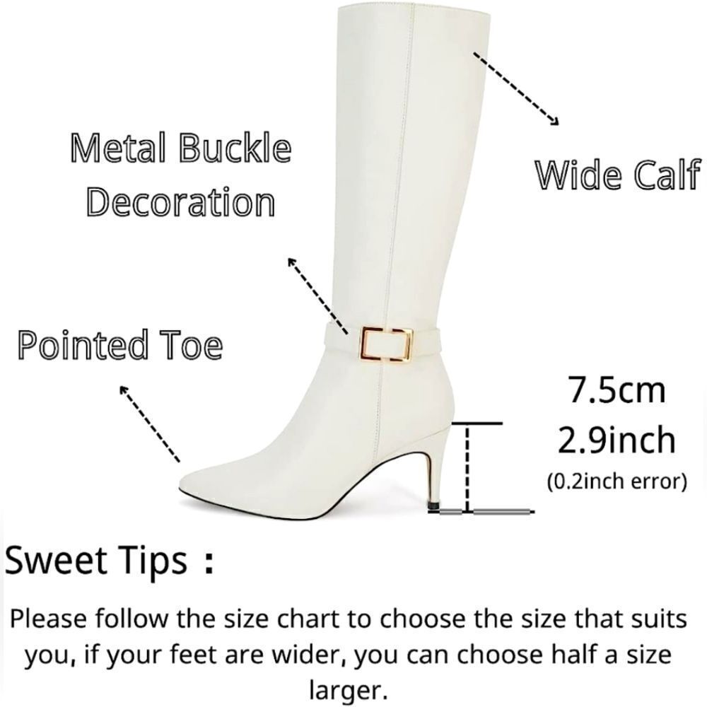 (39-2902) COUTGO Womens Knee High Boots Stiletto Heels Sz 8.5